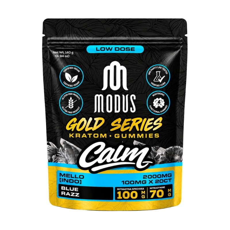 Modus Kratom Modus Gold Series Gummies 20ct — Calm · Mello Indo (Blue Razz)