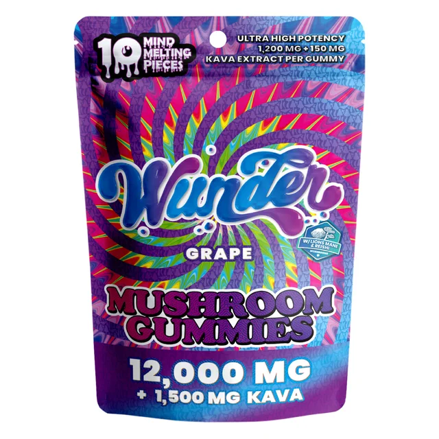 Wunder Entheogenic Mushroom Gummies 7500mg + 1500mg Kava - Grape