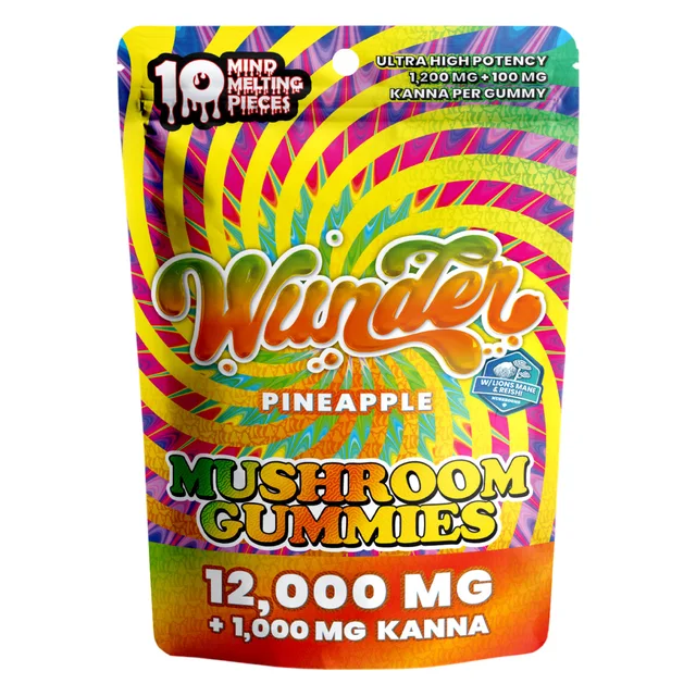 Wunder Entheogenic Mushroom Gummies 12000mg + 1000mg Kanna - Pineapple (BOX)