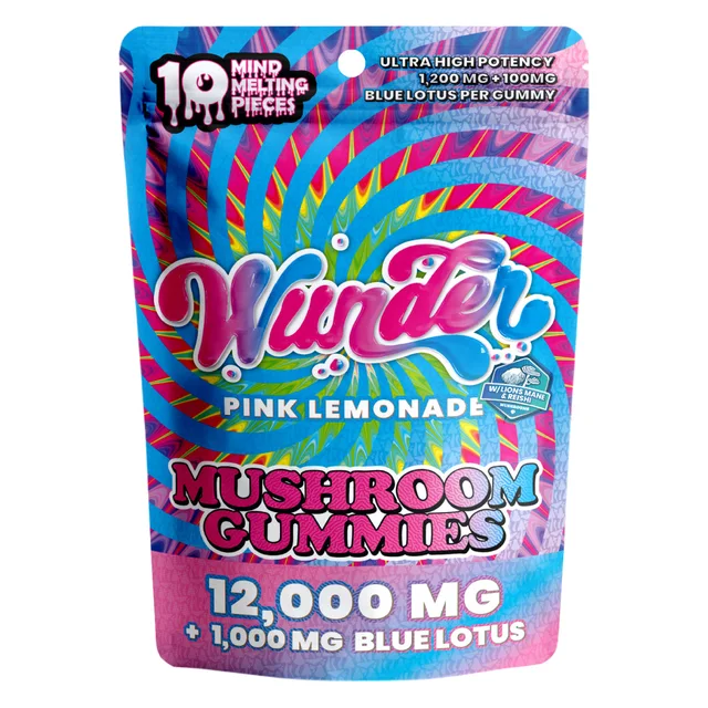 Wunder High Potency Mushroom Gummies — Pink Lemonade + Blue Lotus