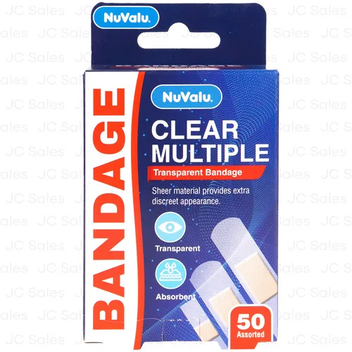 NUVALU BANDAGE CLEAR MULTIPLE 50PC ASST