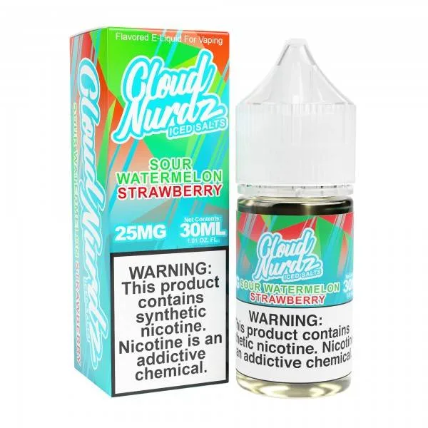 Cloud Nurdz 30ml - Sour Watermelon Strawberry ICED 50mg