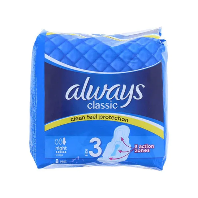 Always - Classic Maxi Pad w/Wings Night - 8ct