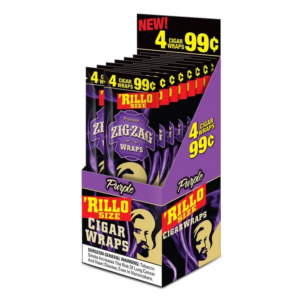 Zig Zag Rillo Size Cigar Wraps - Purple