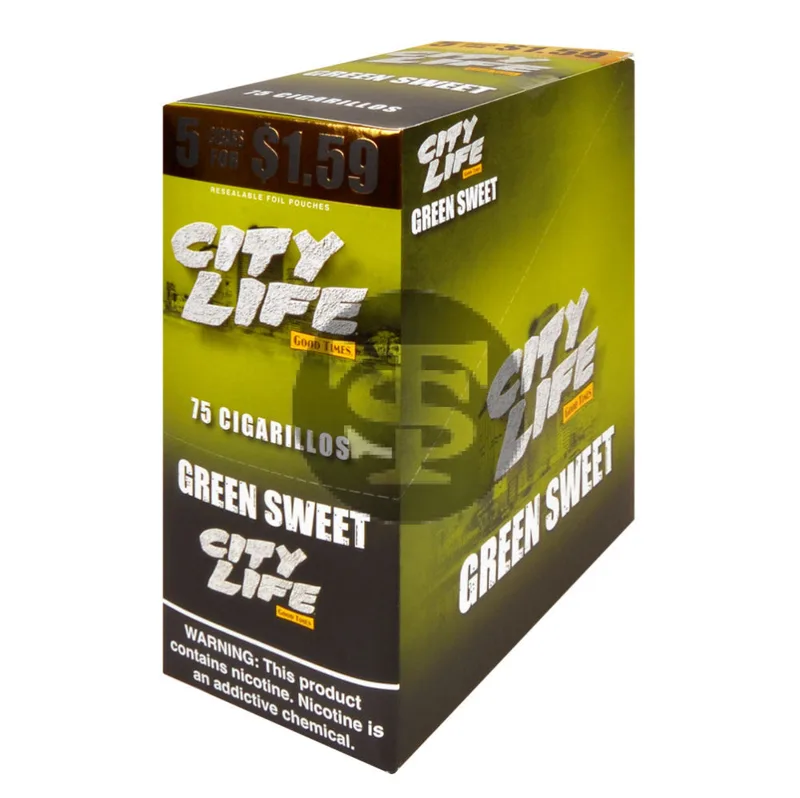 City Life Cigarillos 5 for $1.59 - Green Sweet