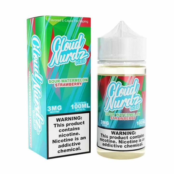 Cloud Nurdz 100ml - Sour Watermelon Strawberry ICED 3mg
