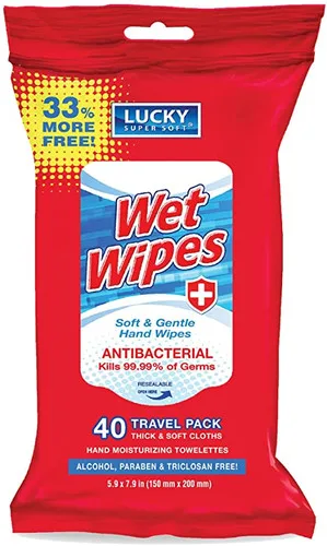 Lucky Antibacterial Wet Wipes - 40ct