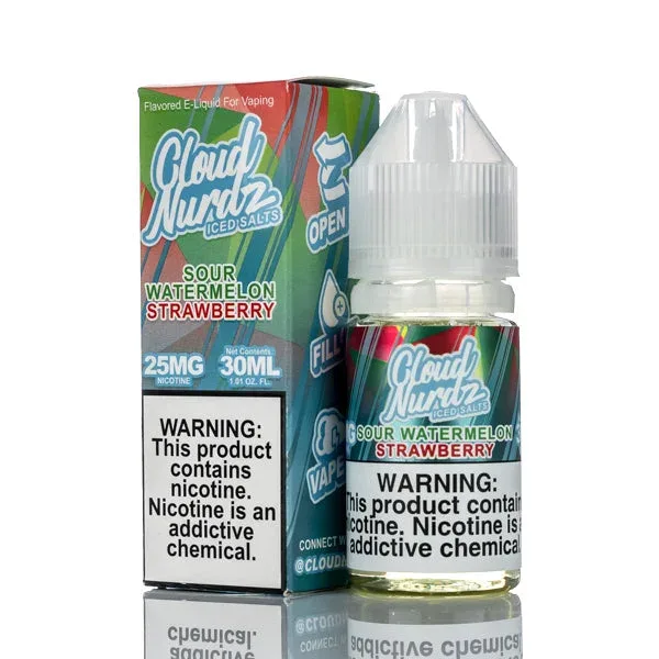 Cloud Nurdz 30ml - Sour Watermelon Strawberry ICED 25mg