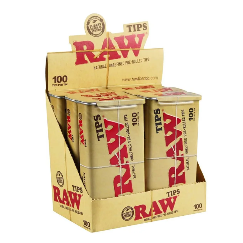 Raw - Tips Pre-Rolled 100 per Tin, 6ct