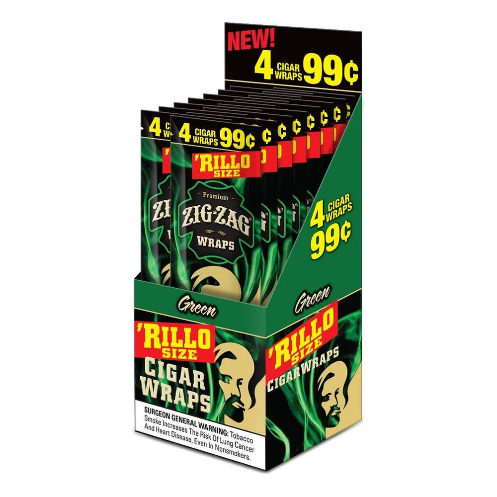 Zig Zag Rillo Size Cigar Wraps - Green