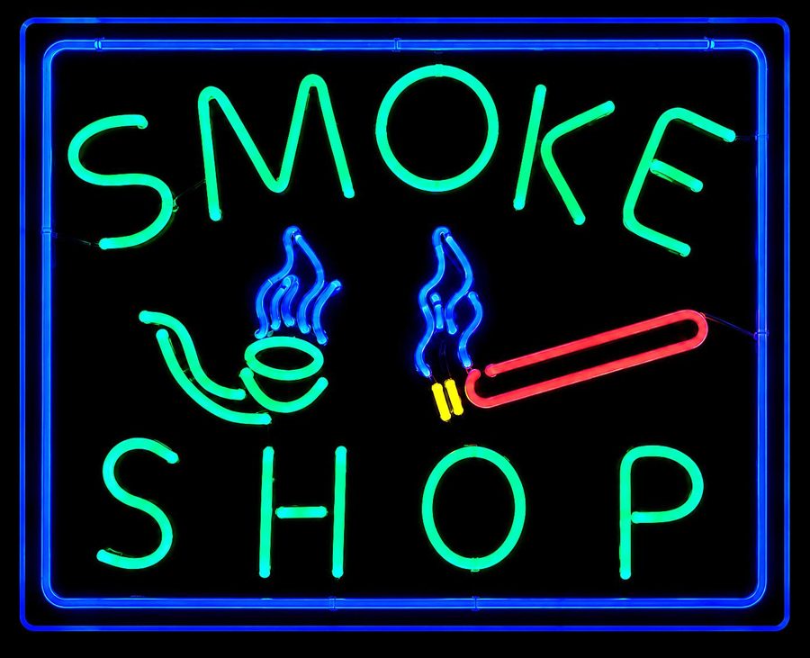 Smoke Shop Green & Blue LED Sign