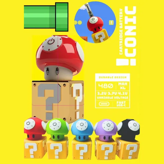 Iconic - Mushroom Item Block Cartridge Battery - Black