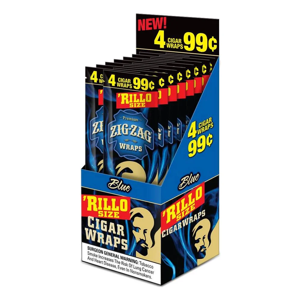 Zig Zag Rillo Size Cigar Wraps - Blue