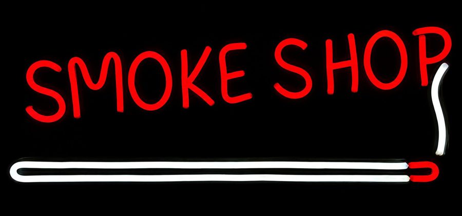 Smoke Shop Red & White LED Sign (Cigarette Graphic)