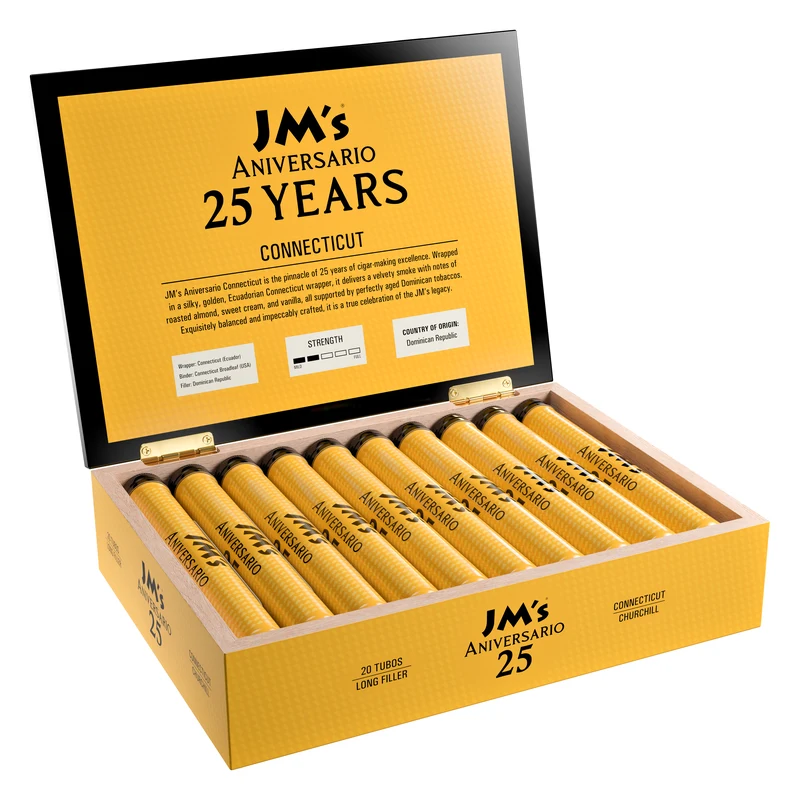 JM's Cigars JM's Aniversario 25 · 20 Tubes — Connecticut Churchill