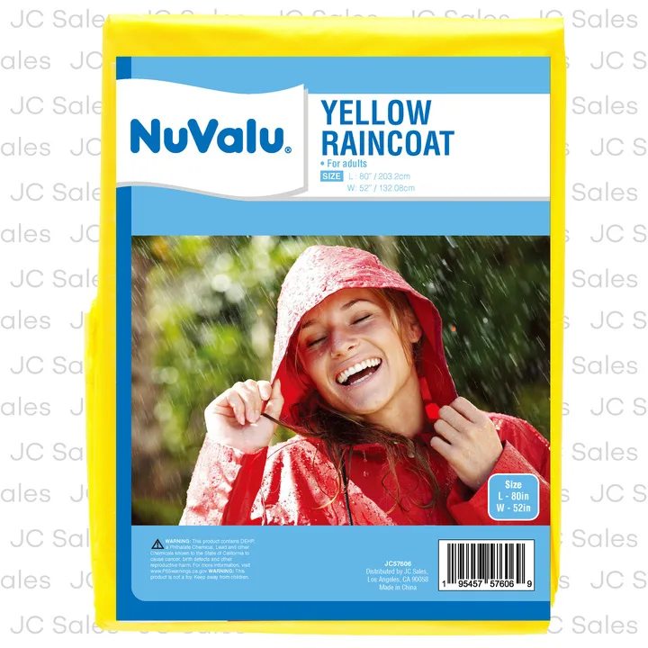 Nuvalu - Raincoat for Adult "Poncho" Yellow 0.04mm 52"x80"
