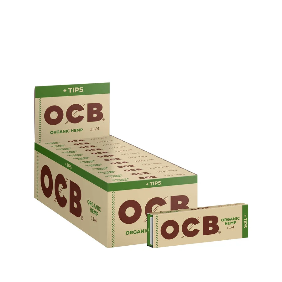 OCB - Organic Hemp Unbleached Rolling Paper + Tips 1 1/4