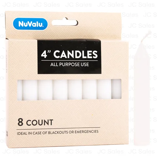 NuValu - Candle All Purpose White 4" 8ct