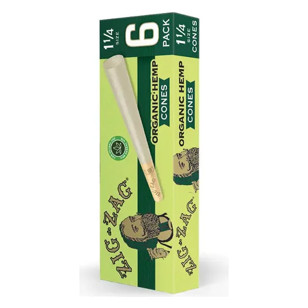 Zig Zag Paper Cones - Organic Hemp 1 1/4 Size 6pk