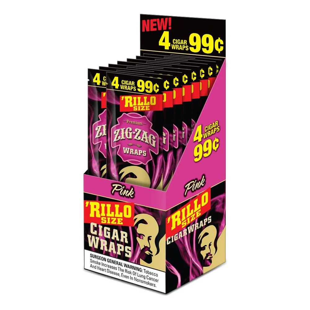 Zig Zag Rillo Size Cigar Wraps - Pink