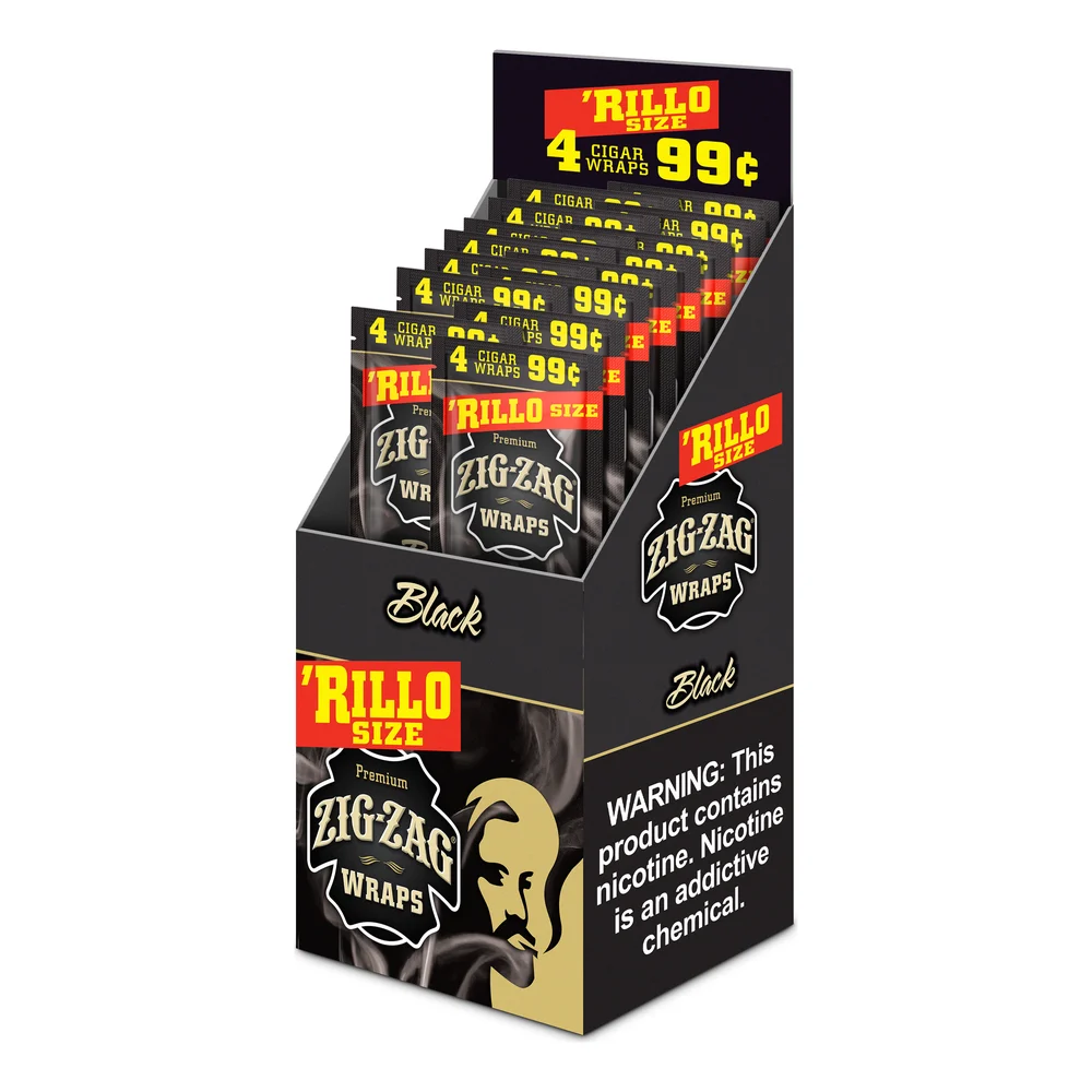 Zig Zag Rillo Size Cigar Wraps - Black