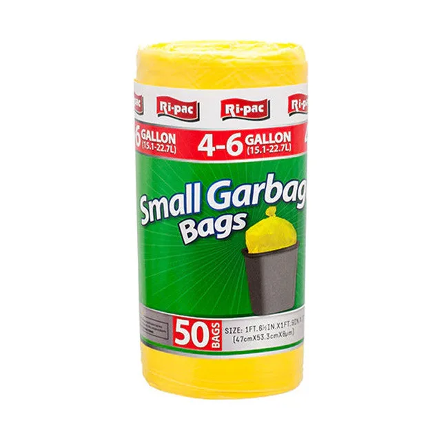 RI-PAC - SMALL GARBAGE BAG 50CT 4-6GAL YELLOW CLR