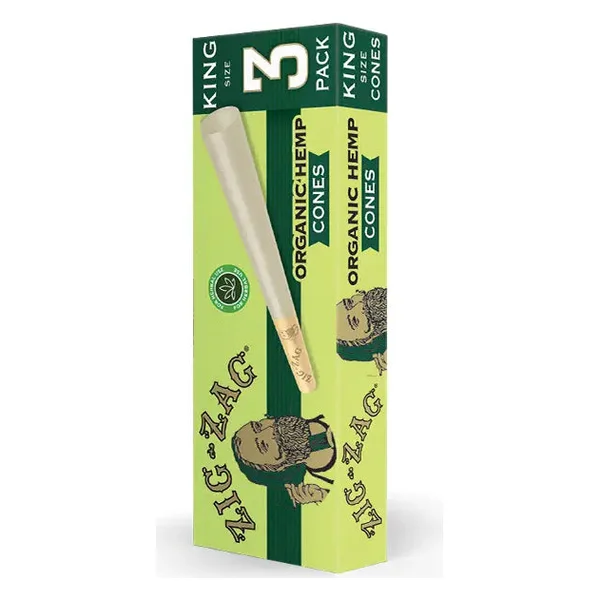 Zig Zag Paper Cones - Organic Hemp King Size 3pk