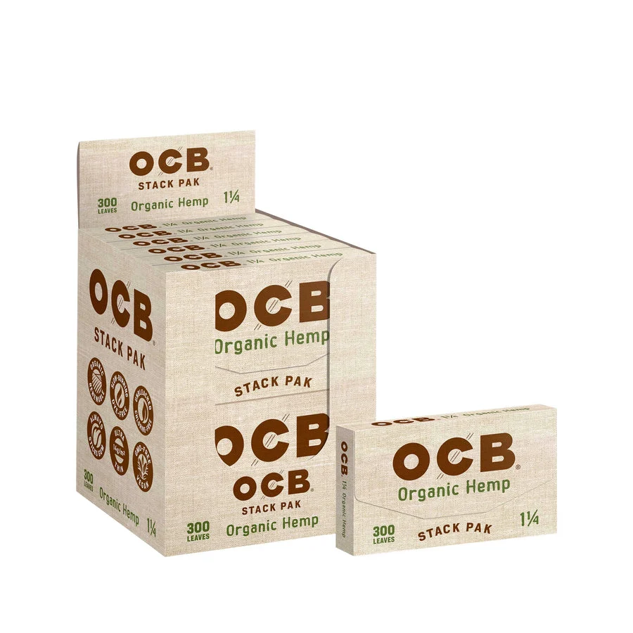 OCB - Paper Stack Pack Organic Hemp 300 Leaves 1 1/4