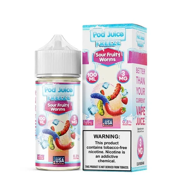 Pod Juice 100mL - Sour Fruity Worms FREEZE 3MG