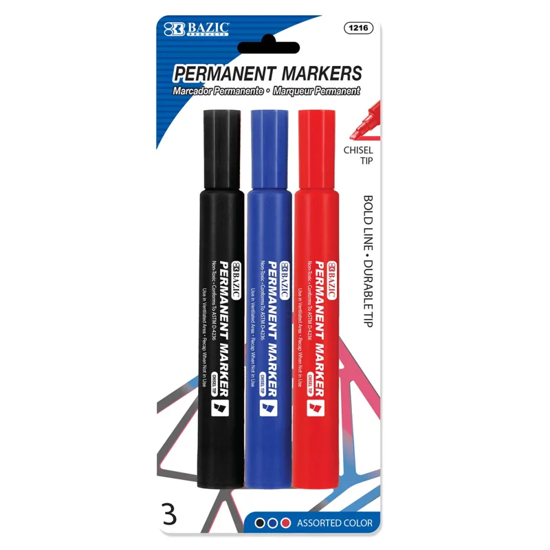 Marker Permanent 3pk - Jumbo Assorted Colors