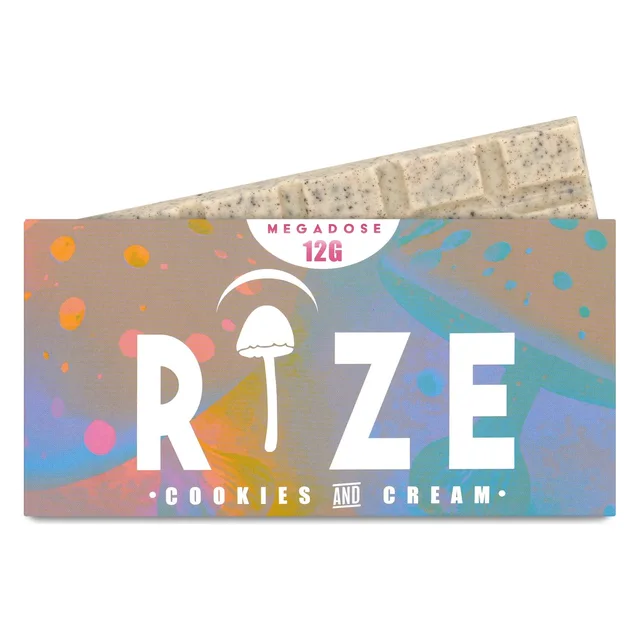 RIZE Chocolate Mushroom Bar - Cookies & Cream MEGADOSE 12G (BOX)