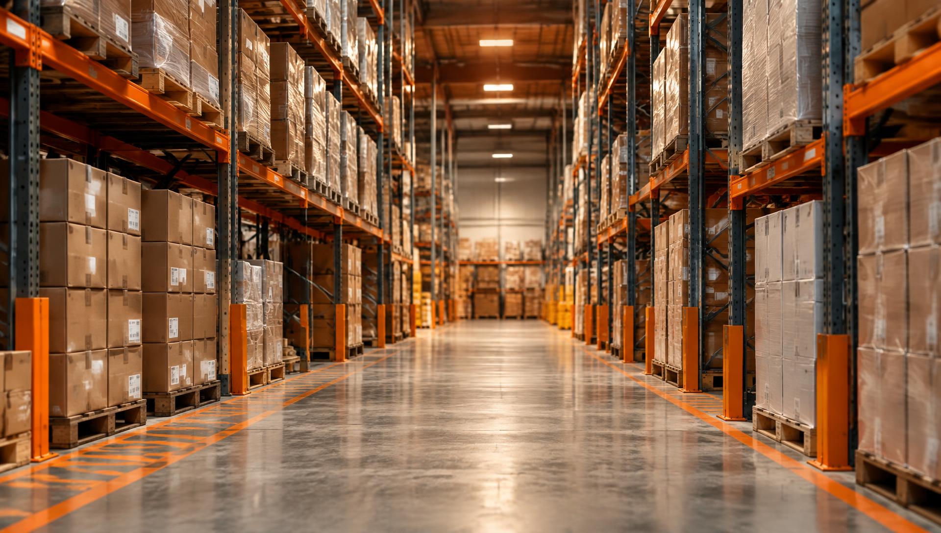 BIG Wholesale warehouse aisles stocked with cases